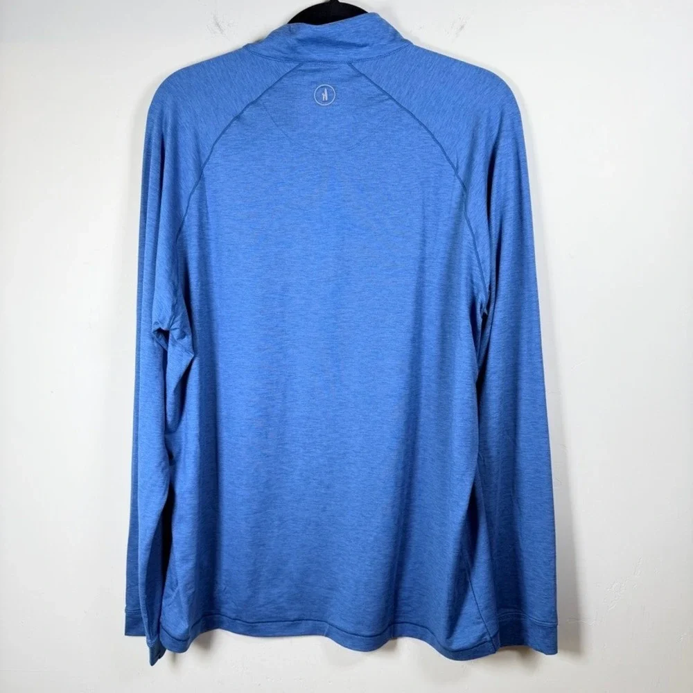 johnnie-O Freeborne Performance Quarter Zip Mens Large Barrels Blue UPF 50 Golf